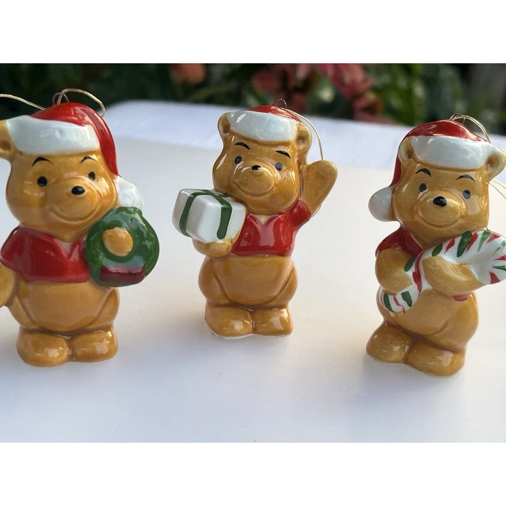 Vintage 70’s 3 Winnie the Pooh Disney Productions Japan Christmas Ornaments